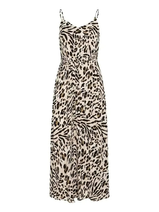 Summer Midi Dress Black Neutrals Leopard Print