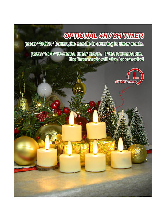 Led Battery-powered Tealight Candles Mood Decorative White 6pcs Remote