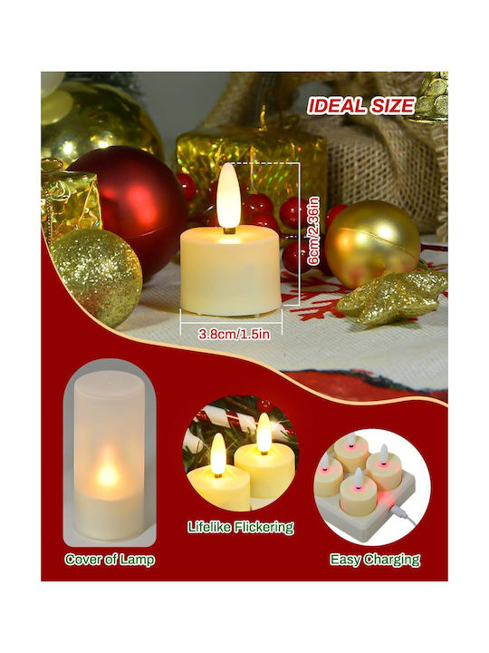 Led Battery-powered Tealight Candles Mood Decorative White 6pcs Remote