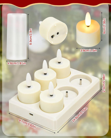 Lumânări Tealight LED Decorative de Atmosferă cu Baterie Albe 6 Bucăți cu Telecomandă