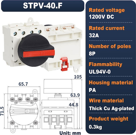 Sinotimer Comutator Cu Patru Poli Pentru Panoul Electric 1200V 32A