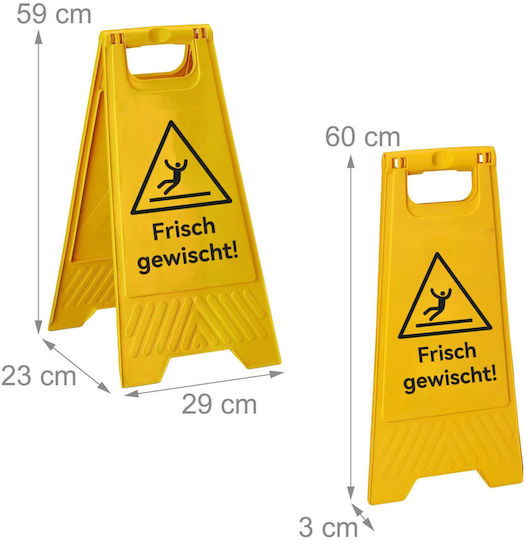 Relaxdays Wet Floor Indicator Set 2 Yellow Black 59x23x29 Cm