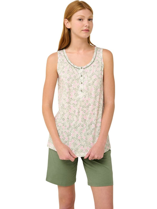 Vamp Sommer Damen Pyjama-Set Green Oil