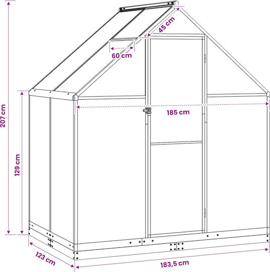 Garden Greenhouse Door Anthracite 183.5 x 123 x 207 cm 42036859 Anthracite