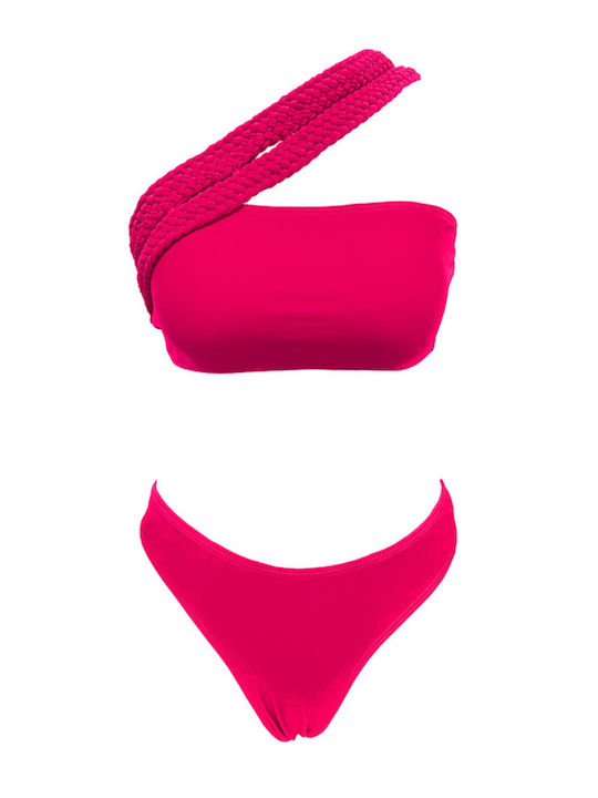 Bikini Set One Shoulder Fuchsia