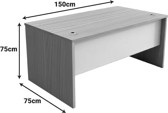 Pakketo Schreibtisch Armadi Holz Weiß 150x75x75cm