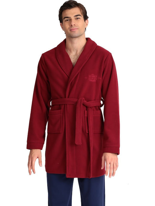 Uomo Winter Herren-Robe Vlies Rot