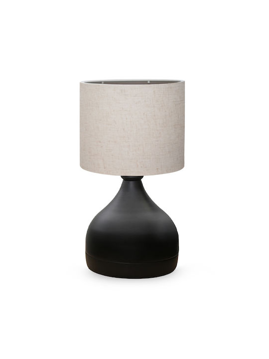 Megapap Neil Metall Tischlampe für Fassung E27 mit Beige Schirm und Schwarz Basis