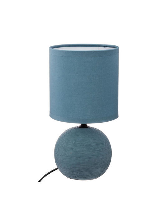 Atmosphera Timeo Ceramic Table Lamp for E14 Fitting with Blue Shade and Base