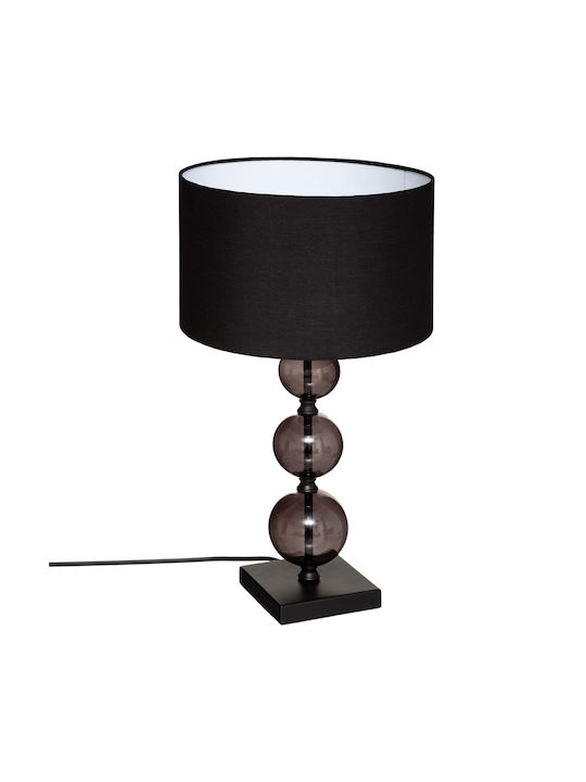 Glass Table Lamp for Socket E27 with Black Shade and Base