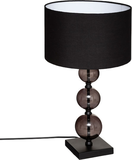 Glass Table Lamp for Socket E27 with Black Shade and Base