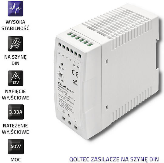 Qoltec Sursă De Alimentare DIN Rail Cu Putere 40W 3.33A