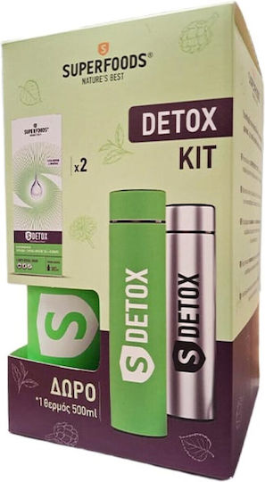 Superfoods S Detox Kit 2 Recycelbare Trinklösungen à 300 ml & Geschenk Thermosflasche 500 ml