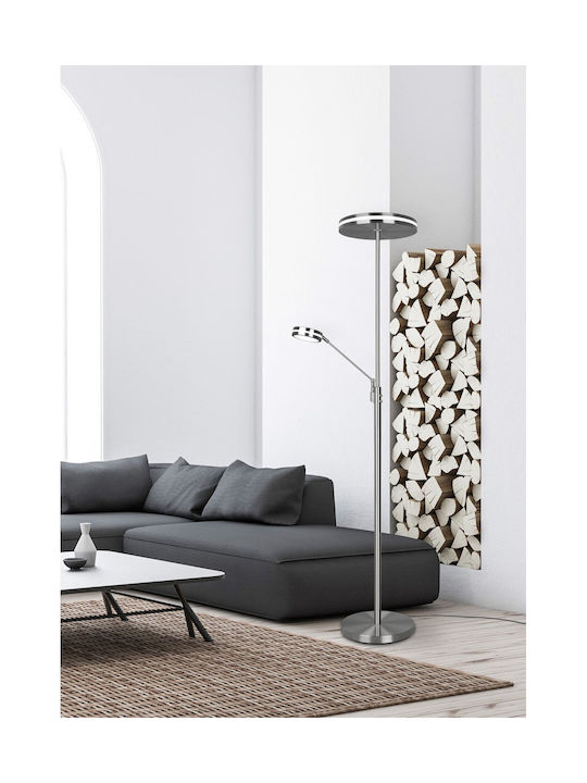 Trio Lighting Franklin LED Floor Lamp H181xW35.2cm. with Adjustable White Light 4100lm Silver
