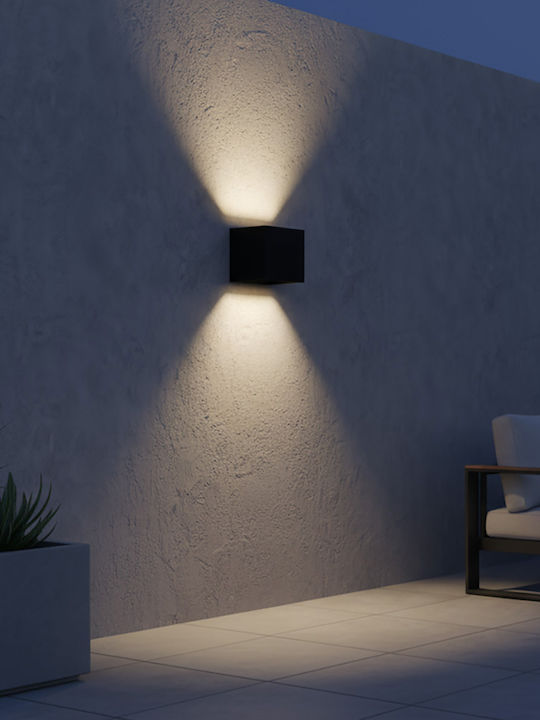 Heronia HER-04S Επιτοίχιο Εξωτερικό Σποτ LED IP65 6W με Θερμό Λευκό Φως Διπλής Δέσμης 10x10εκ.