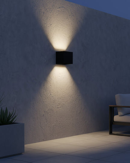 Heronia HER-04S Wandmontierte Außenbeleuchtung Punkt LED IP65 6W mit Warmweißem Licht Doppelstrahl 10x10x10cm