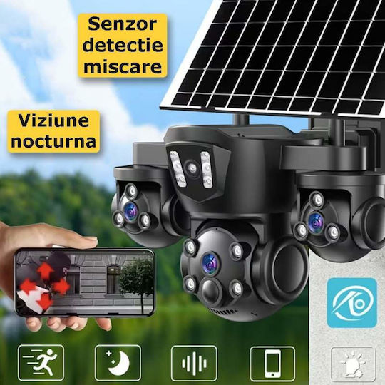 IP Тройна Камера за Видеонаблюдение Wi-Fi/4G 12MP Водоустойчива На Батерия с Двупосочна Комуникация