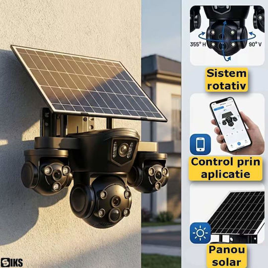 IP Тройна Камера за Видеонаблюдение Wi-Fi/4G 12MP Водоустойчива На Батерия с Двупосочна Комуникация