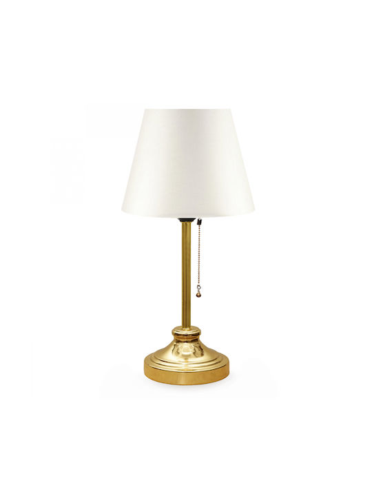 Megapap Harrison Metall Tischlampe für Fassung E27 mit Weiß Schirm und Gold Basis