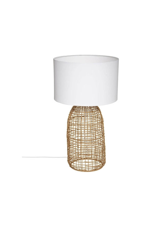Atmosphera Karla Metal Table Lamp for E27 Fitting with White Shade and Beige Base