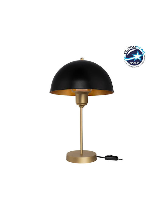 GloboStar GAZETA Plastic Vintage Table Lamp for Socket E27 with Black Shade and Gold Base