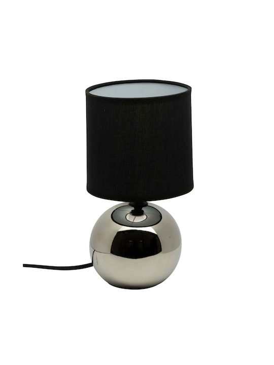 Atmosphera Timeo Ceramic Table Lamp for E14 Fitting with Black Shade and Silver Base