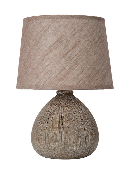 Lucide Lightning Ramzi Ceramic Table Lamp for E14 Fitting with Brown Shade and Base