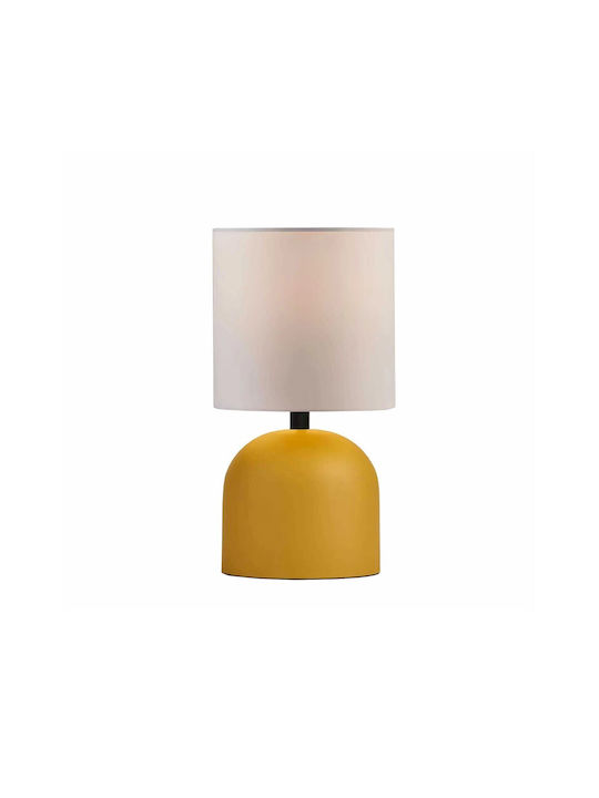 GloboStar Loren Metal Table Lamp for E14 Fitting with White Shade and Yellow Base