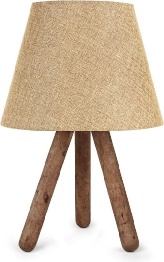 Megapap Lander Fabric Table Lamp for Socket E27 with Beige Shade and Brown Base