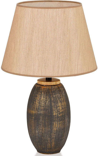 Opviq Keramik Tischlampe für Fassung E27 mit Gold Schirm und Basis