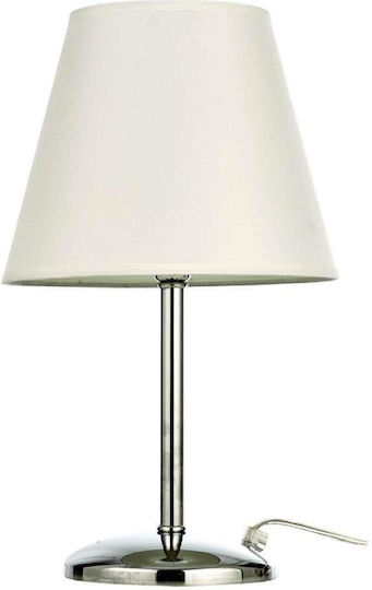 Inlight Metal Table Lamp for Socket E14 with White Shade and Silver Base