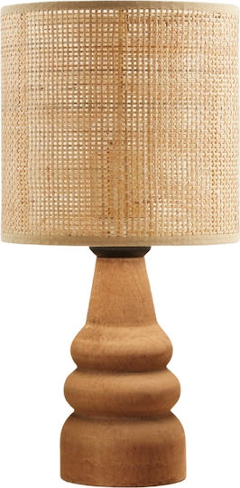 Megapap Tino Table Lamp for Socket E14 with Beige Shade and Brown Base