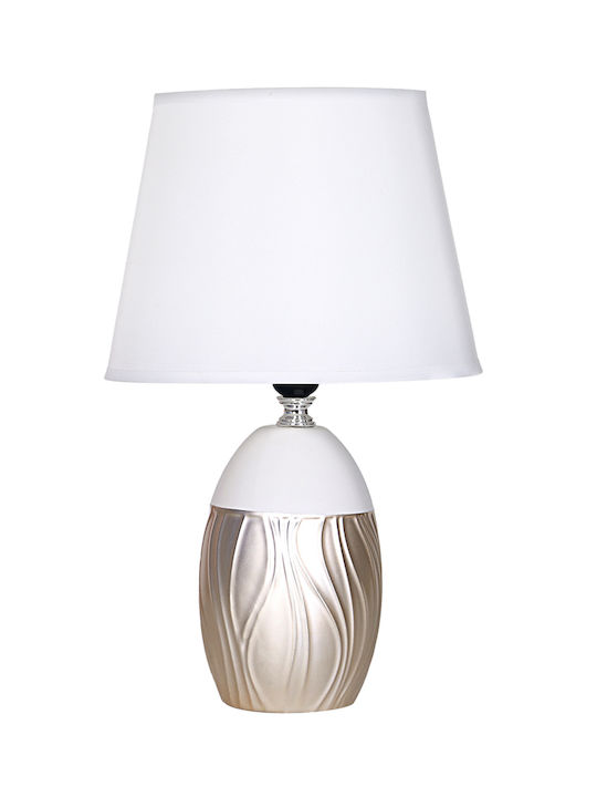 Powertech Ceramic Table Lamp for Socket E27 with Gold Shade and Base