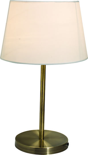 Home Lighting Metall Tischlampe für Fassung E27 mit Beige Schirm und Silber Basis