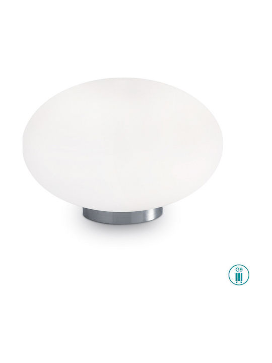 Ideal Lux Glass Table Lamp for Socket G9 with White Shade and Silver Base