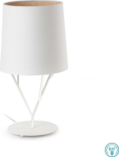 Faro Barcelona Metal Lampă de masă pentru Soclu E27 cu Abajur Alb și Bază