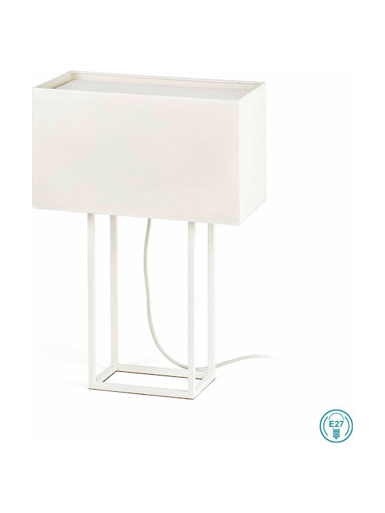 Faro Barcelona Metal Table Lamp for Socket E27 with White Shade and Base