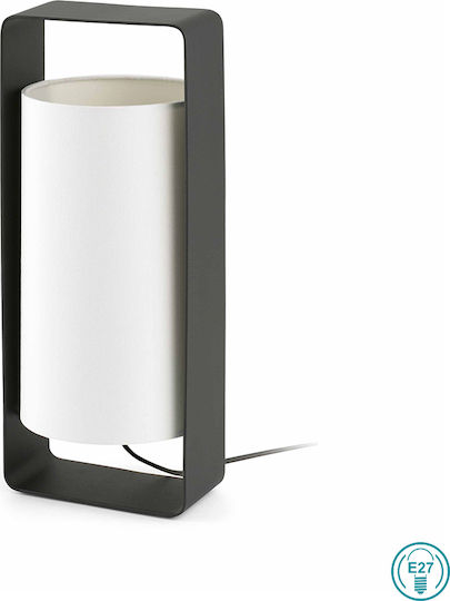 Faro Barcelona Metal Table Lamp for Socket E27 with White Shade and Black Base