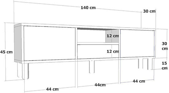Έπιπλο Τηλεόρασης Πολύχρωμο Μ140xΠ30xΥ45cm