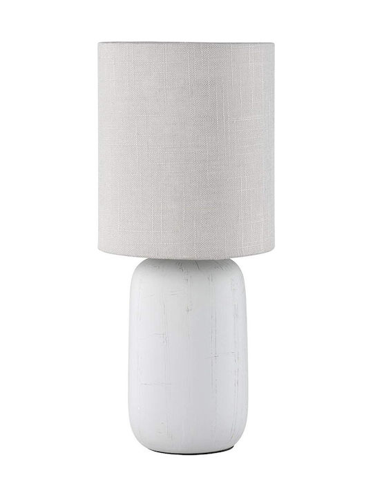 Trio Lighting Керамична Настолна лампа за Цокъл E14 с Бял Абажур и Основа