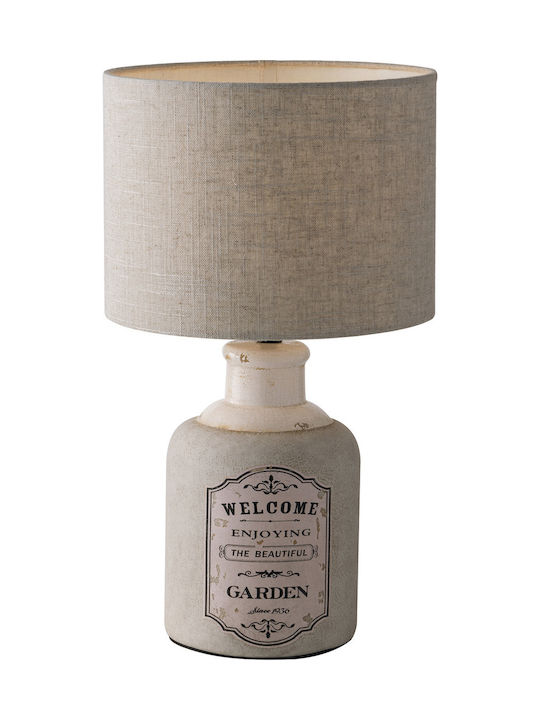 Fan Europe Factory Ceramic Vintage Table Lamp for Socket E27 LED with Gray Shade and Beige Base