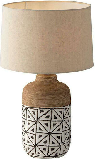 Fan Europe Vietri Ceramică Lampă de masă pentru Soclu E27 LED cu Abajur Bej și Bază Multicolor