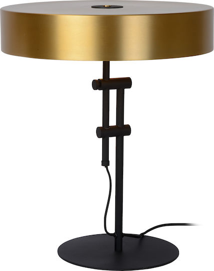 Lucide Lightning Giada Metal Vintage Table Lamp for Socket E27 with Gold Shade and Black Base