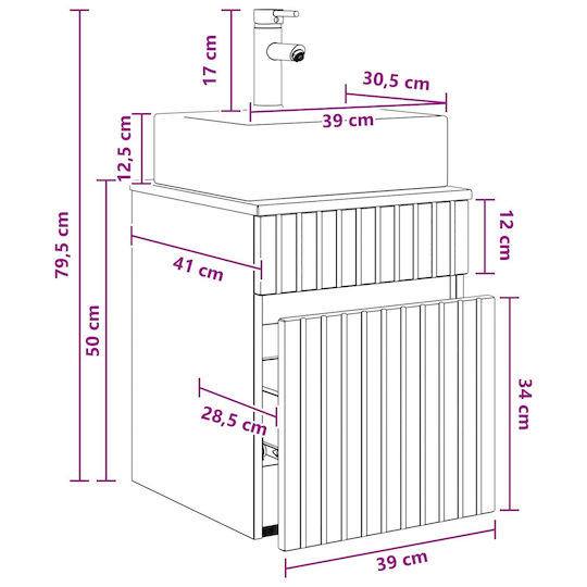 vidaXL Плот с Мивка М39xД41xВ62.5cm Бял