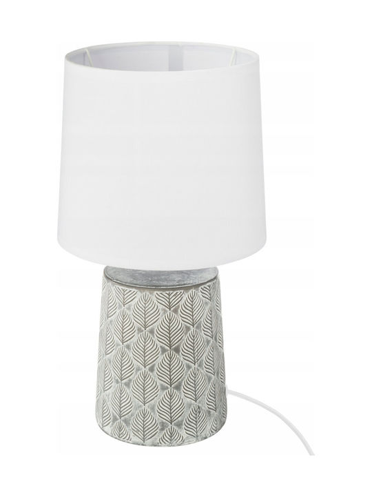 Atmosphera Cyril Ceramic Table Lamp with White Shade and Gray Base