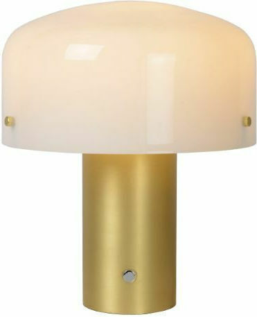 Lucide Lightning Metal Table Lamp for Socket E27 with White Shade and Gold Base