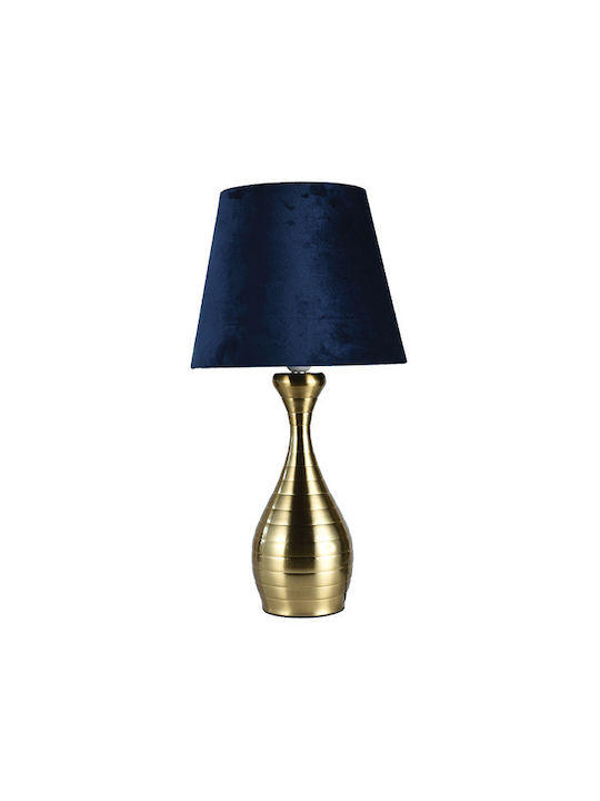Elmark Monte Metal Table Lamp for Socket E27 with Blue Shade and Gold Base
