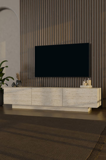 Έπιπλο TV Επιδαπέδιο με Φωτισμό Led Εκρού 130x30x45εκ. Έπιπλο TV Επιδαπέδιο με Φωτισμό Led Εκρού 130x30x45εκ.