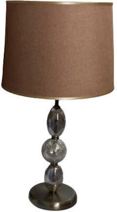 Karvounis Glass Table Lamp for Socket E27 with Brown Shade and Gold Base