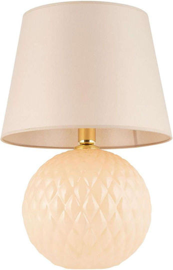 TK Lighting Santana Γυάλινο Πορτατίφ για Ντουί E27 με Μπεζ Καπέλο και Βάση TK Lighting Santana Γυάλινο Πορτατίφ για Ντουί E27 με Μπεζ Καπέλο και Βάση